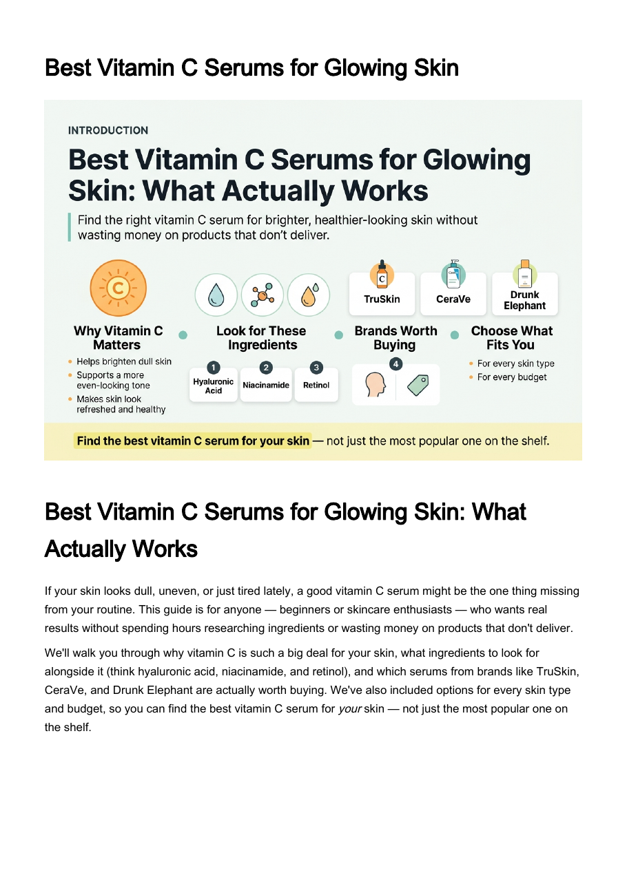 Illustrated guide to the benefits, ingredients and selection of vitamin C serums
